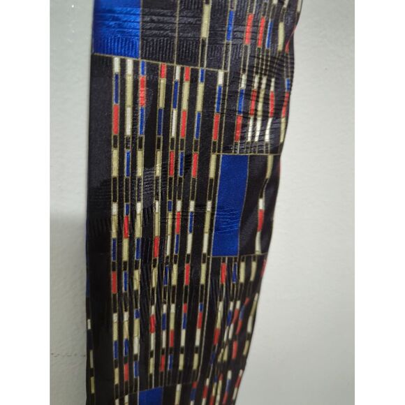 Fratelli Moda Mens Necktie Abstract Black Multicolor Stripe 100% Silk Italy - Picture 2 of 6